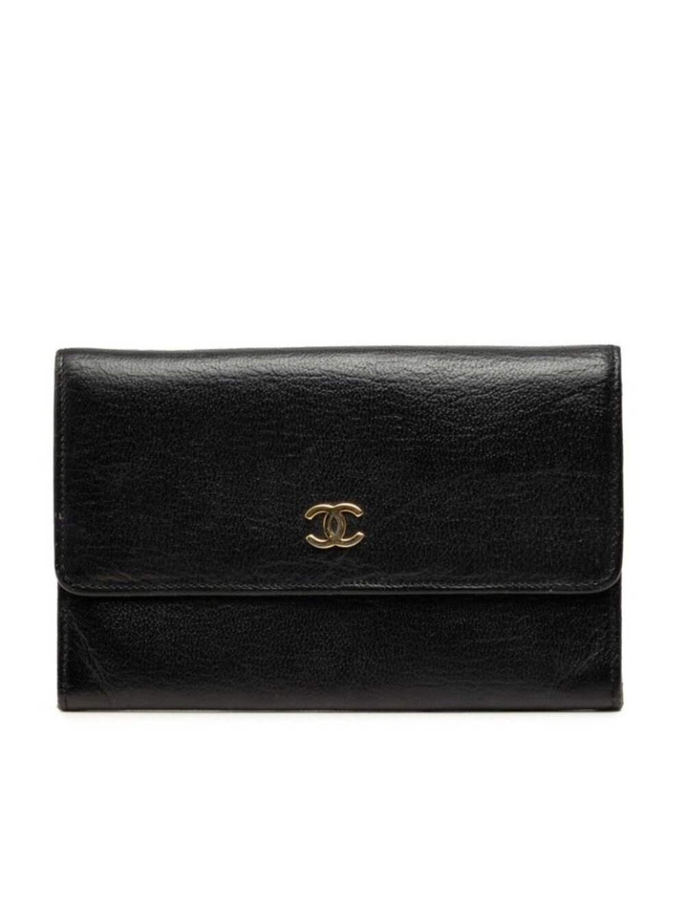 Chanel CC Logo Bifold Wallet Black Leather